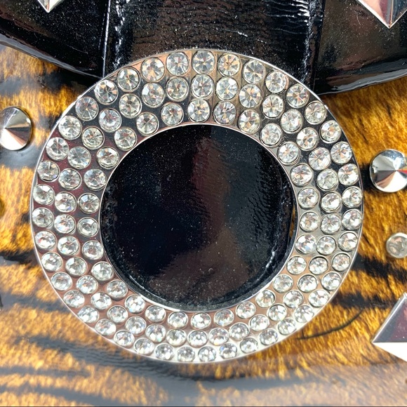 Charm and Luck 100% Genuine Leather Tiger Stripes, Embellished Handbag. - Picture 10 of 16